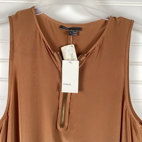 Vince NWT Sleeveless Rust Silk Top Size Large - Picture 3 of 9